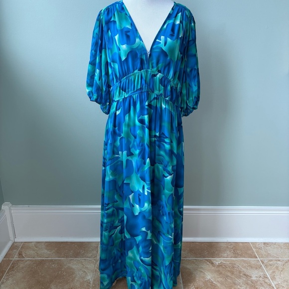 Elings Boho Flowy Watercolor Artsy Maxi Dress Wmn’s Sz XL - Picture 1 of 10